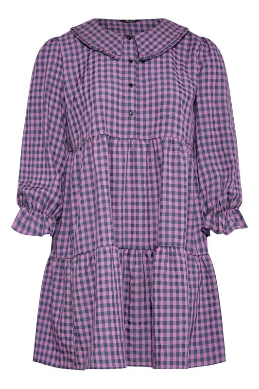 LIMITED COLLECTION Curve Purple Gingham Smock Shirt Dress 6