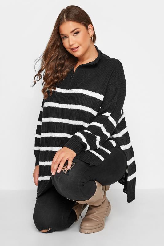 Curve Black & White Stripe Long Sleeve Knitted Jumper 4