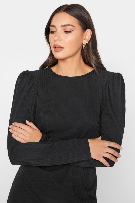 LTS Tall Black Ribbed Puff Sleeve Top 4