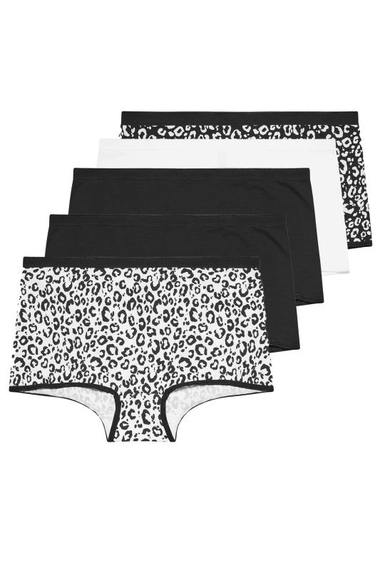 YOURS Plus Size 5 PACK Black Animal Print Shorts | Yours Clothing 5