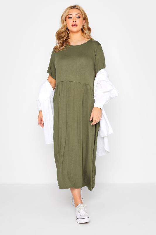 LIMITED COLLECTION Curve Khaki Green Throw On Maxi Dress_RB.jpg