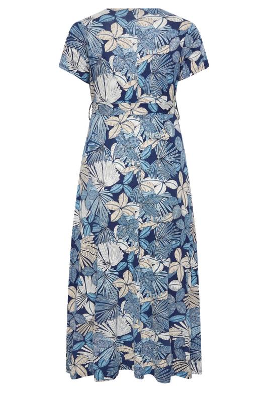 YOURS Plus Size Curve Blue Leaf Print Wrap Dress | Yours Clothing  7