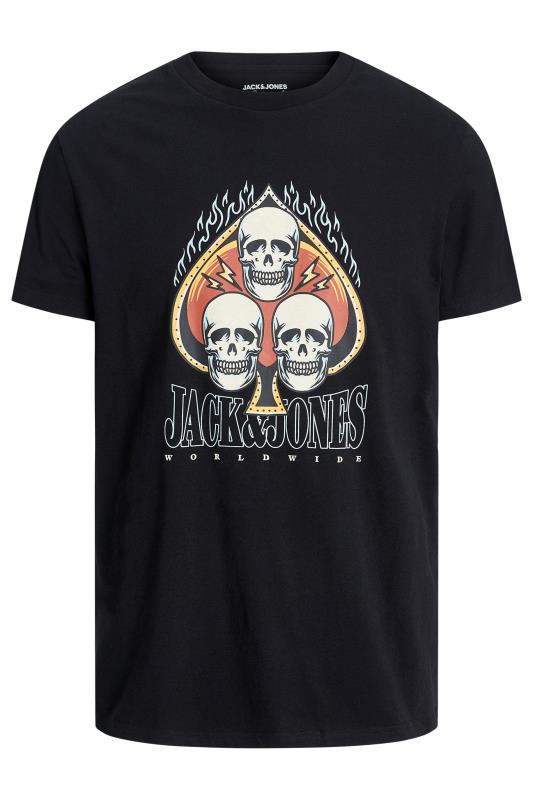 JACK & JONES Big & Tall Black Skull Spade Print T-Shirt | BadRhino 2
