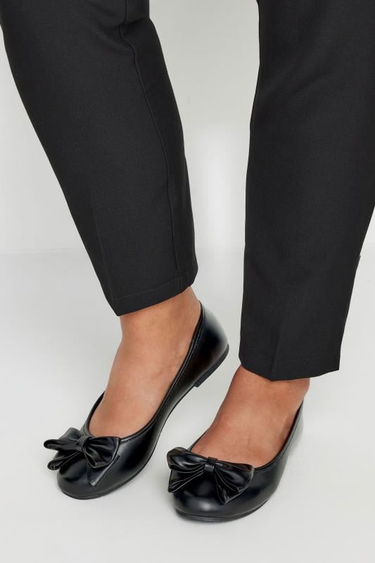  Grande Taille Black Bow Front Ballet Pump In Extra Wide EEE Fit