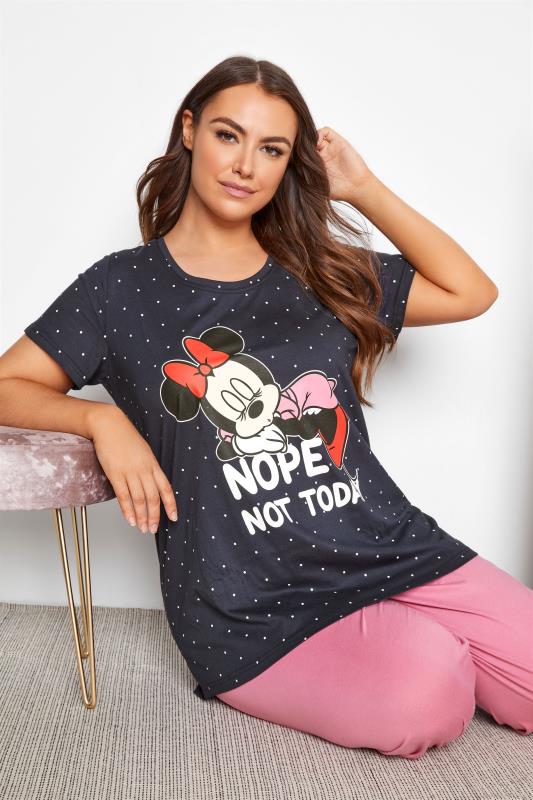 DISNEY Navy 'Nope Not Today' Minnie Slogan Pyjama Set_B.jpg