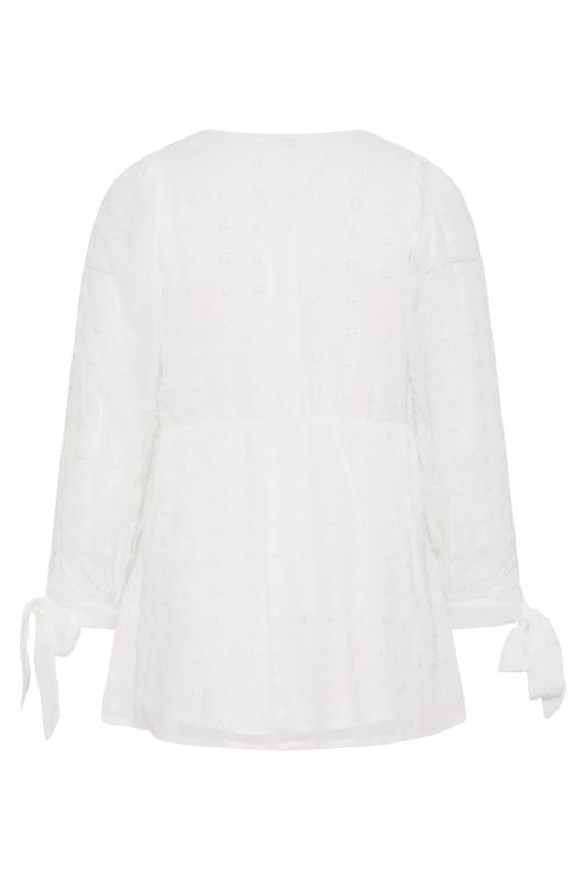 YOURS LONDON Plus Size White Spot Wrap Top | Yours Clothing 7