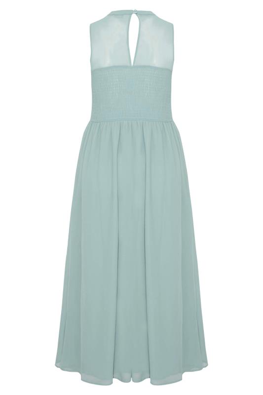 YOURS LONDON Curve Ice Blue Lace Front Chiffon Maxi Bridesmaid Dress 8