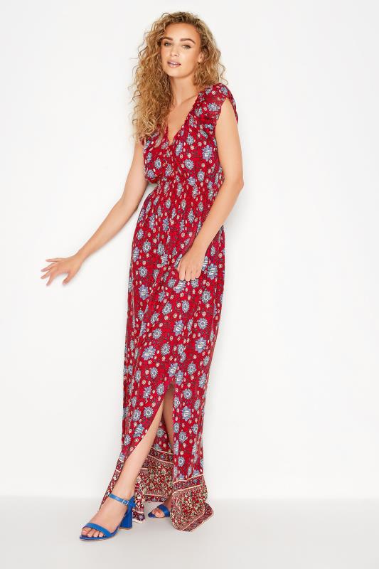 LTS Tall Women's Red Border Print Maxi Dress | Long Tall Sally 1