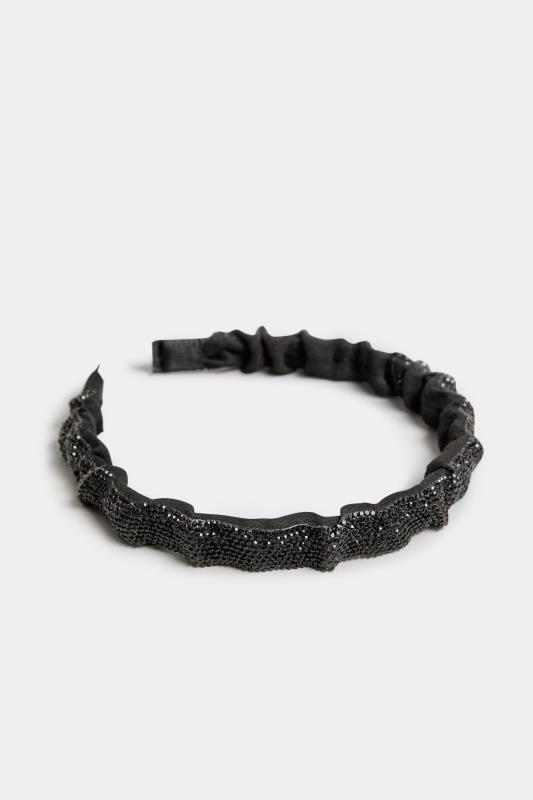 Black Diamante Ruched Headband | Yours Clothing 2