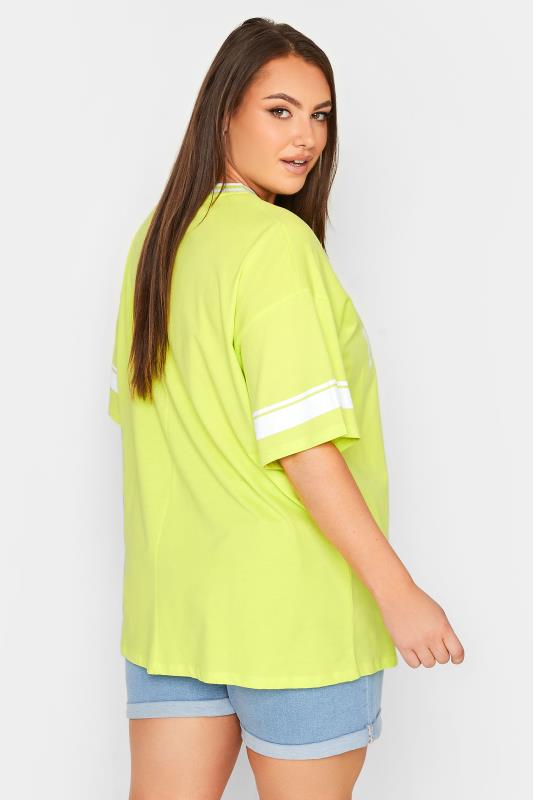 YOURS Curve Plus Size Lime Green 'New York' Slogan Varsity T-Shirt | Yours Clothing  3