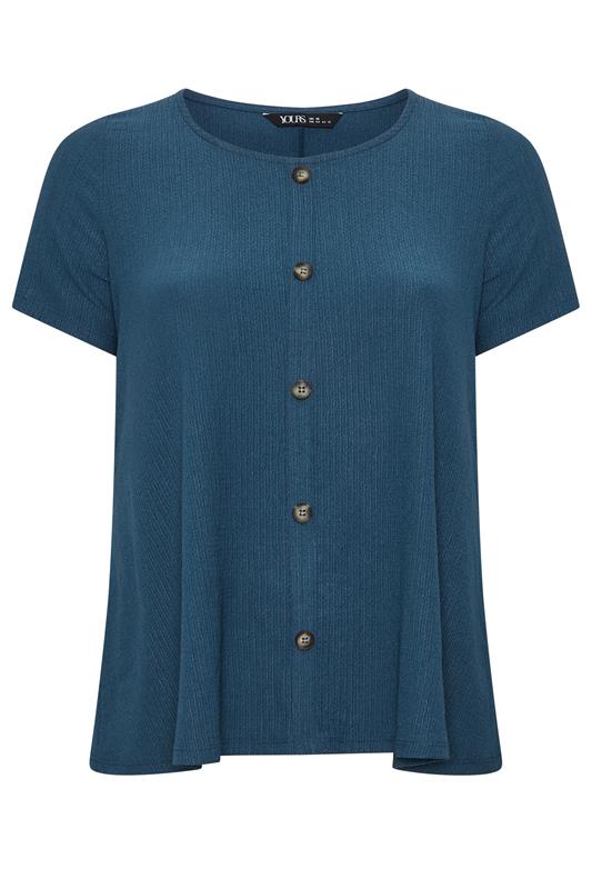 YOURS Plus Size Blue Crinkle T-Shirt | Yours Clothing 5
