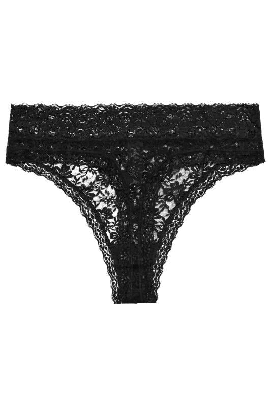 YOURS Plus Size 3 PACK Black Lace High Waisted Thongs | Yours Clothing  7