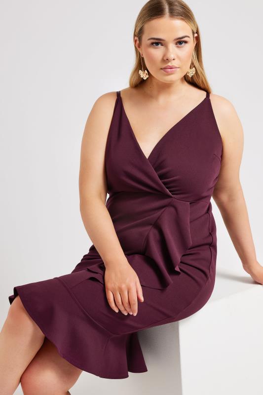 YOURS LONDON Plus Size Purple Ruffle Wrap Dress | Yours Clothing 4