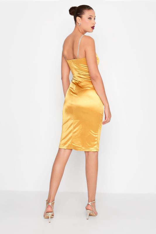 LTS Tall Women's Gold Diamante Strap Satin Midi Slip Dress | Long Tall Sally  3