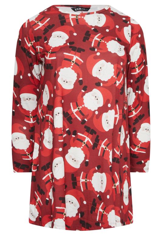 YOURS Plus Size Red Santa Print Christmas Tunic Top | Yours Clothing 6