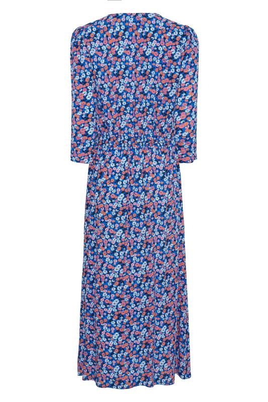 LTS Tall Blue Floral Print Midaxi Tea Dress 7
