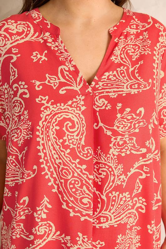 EVANS Plus Size Red Paisley Modal Shift Dress | Evans 4