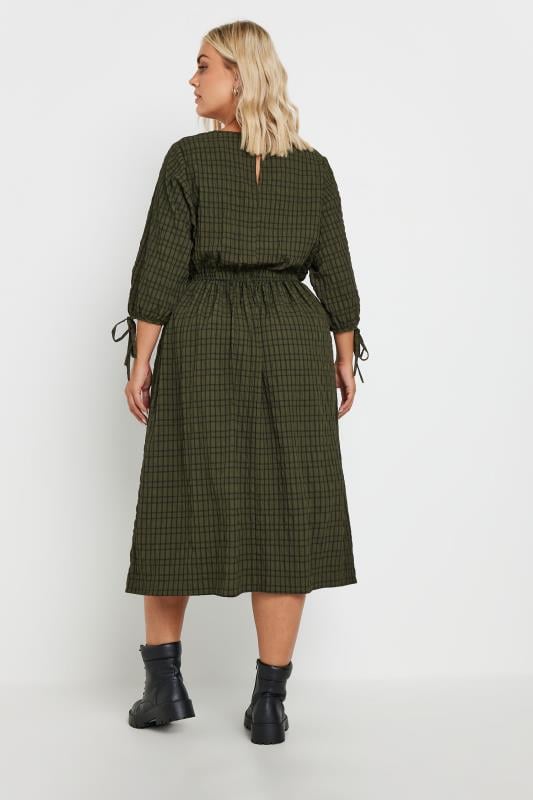 LIMITED COLLECTION Plus Size Khaki Green Crinkle Midaxi Dress | Yours Clothing  3