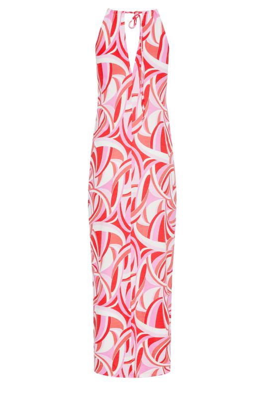 Petite Pink Swirl Print Halter Neck Maxi Dress 7