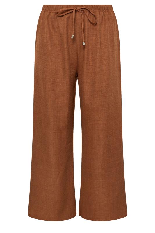 YOURS Plus Size Brown Wide Leg Trousers | Yours Clothing  5