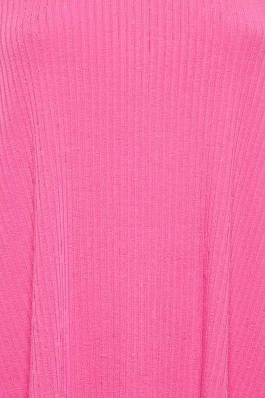 YOURS Curve Plus Size Bright Pink Ribbed T-Shirt | Yours Clothing  4