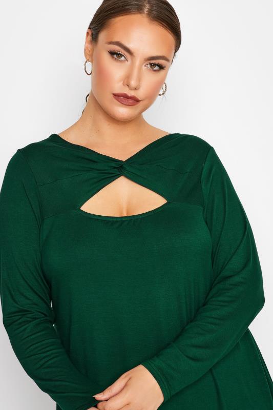 LIMITED COLLECTION Plus Size Forest Green Twist Cut Out Top | Yours Clothing 4