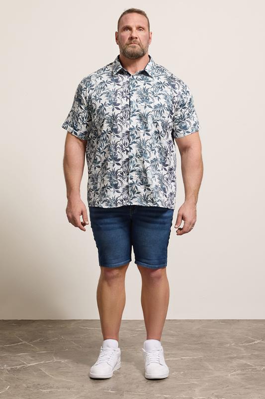 KAM Big & Tall Silver Grey Floral Print Shirt | BadRhino 1