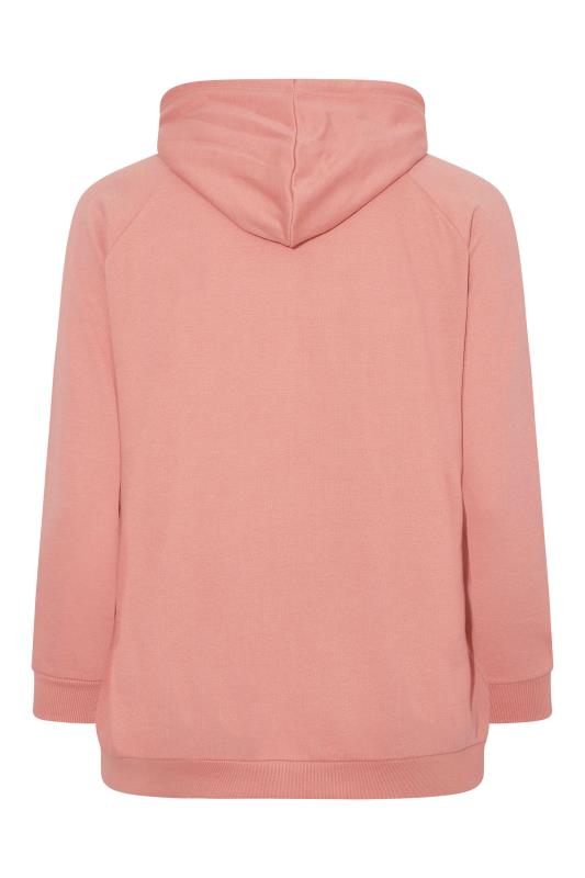 Plus Size Pink Basic Zip Through Hoodie | Yours Clothing  7
