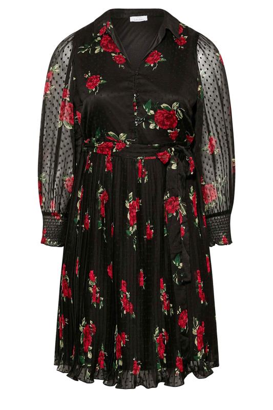YOURS LONDON Plus Size Black Rose Print Dobby Shirt Dress | Yours Clothing 6