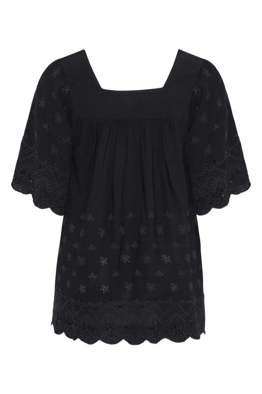 Curve Black Broderie Anglaise Square Neck Top 7
