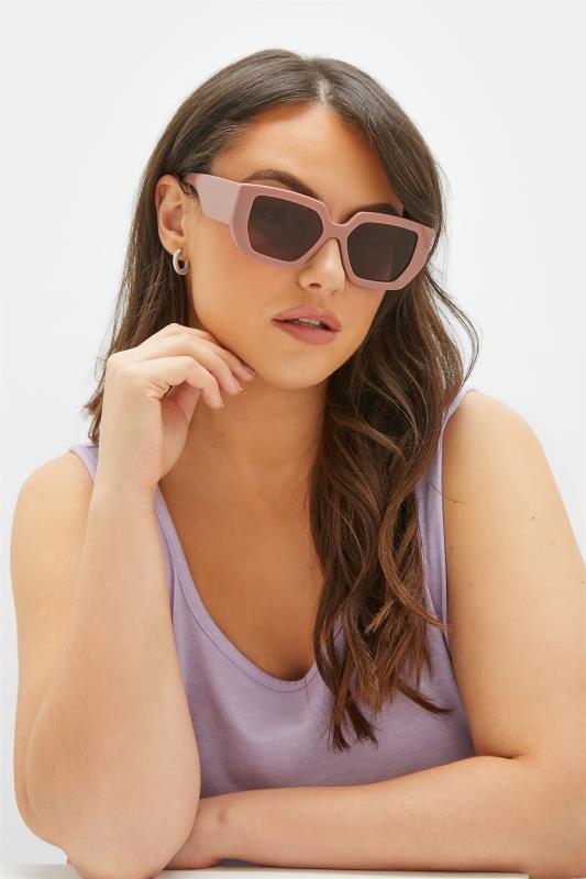 Pink Frame Oversized Sunglasses | Yours Clothing  1