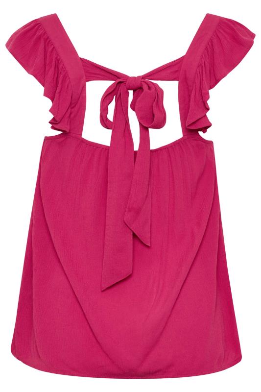 LTS Tall Women's Pink Crinkle Frill Top | Long Tall Sally 7