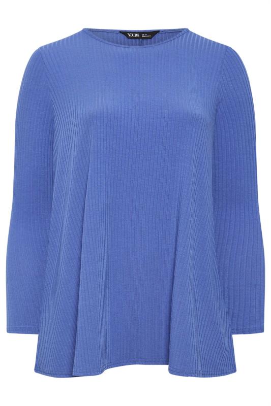 YOURS Plus Size Blue Ribbed Swing T-Shirt | Yours Clothing 5