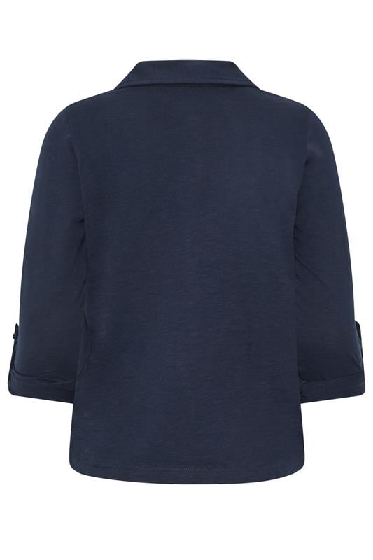 PixieGirl Petite Women's Navy Blue Button Cotton Shirt | PixieGirl 6