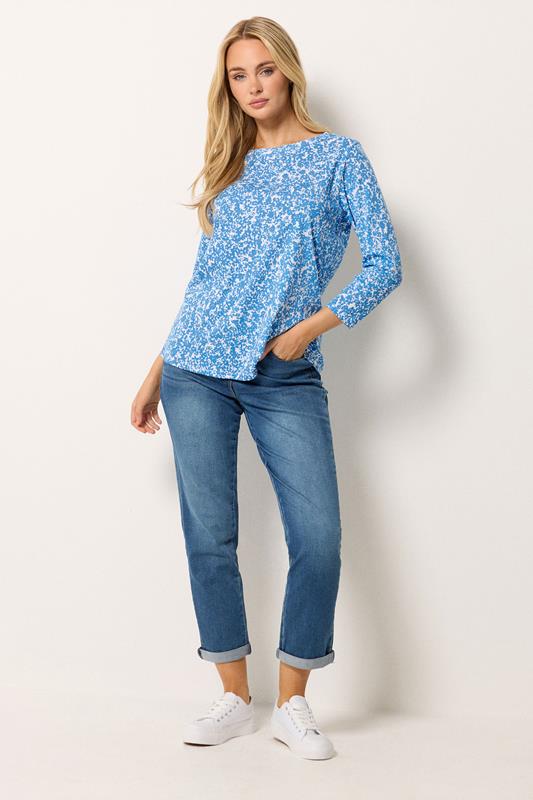 M&Co Blue Ditsy Floral Cotton Top | M&Co 1