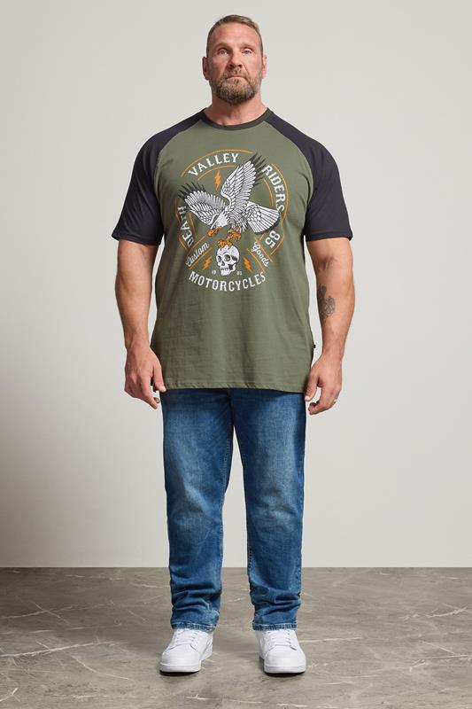  KAM Big & Tall Green Raglan Graphic Print T-Shirt