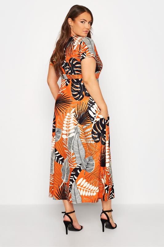 Plus Size Orange Leaf Print Maxi Dress | Yours Clothing 3