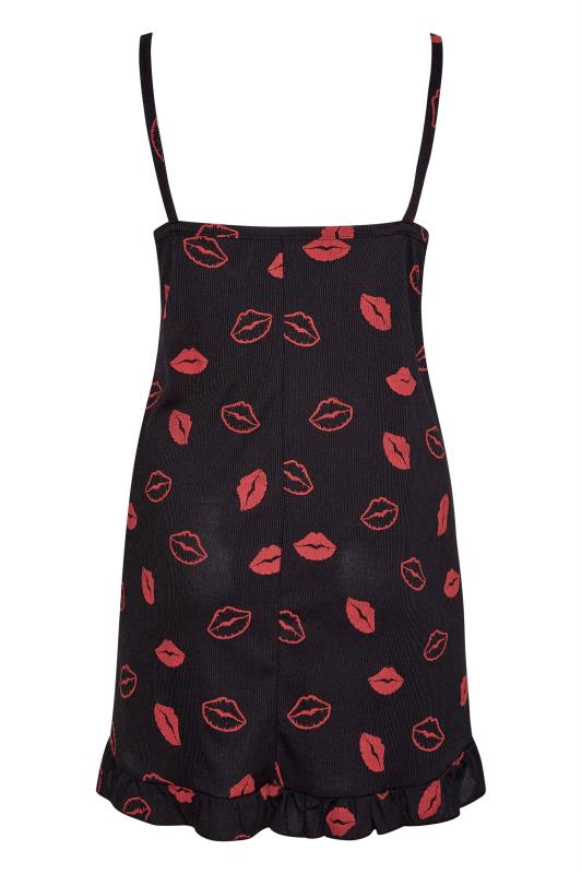LIMITED COLLECTION Curve Black Ribbed Lips Print Nightdress_BK.jpg