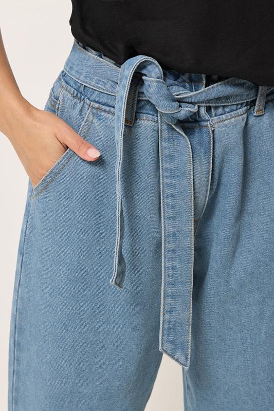 PixieGirl Petite Women's Blue Belted Barrel Jeans | PixieGirl 4