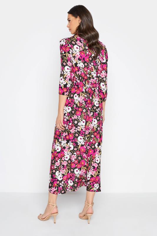 LTS Tall Black Floral Print Tea Dress 3