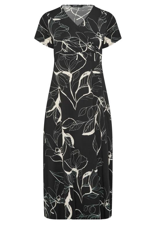 Plus Size Black Floral V-Neck Midaxi Dress | Yours Clothing 6