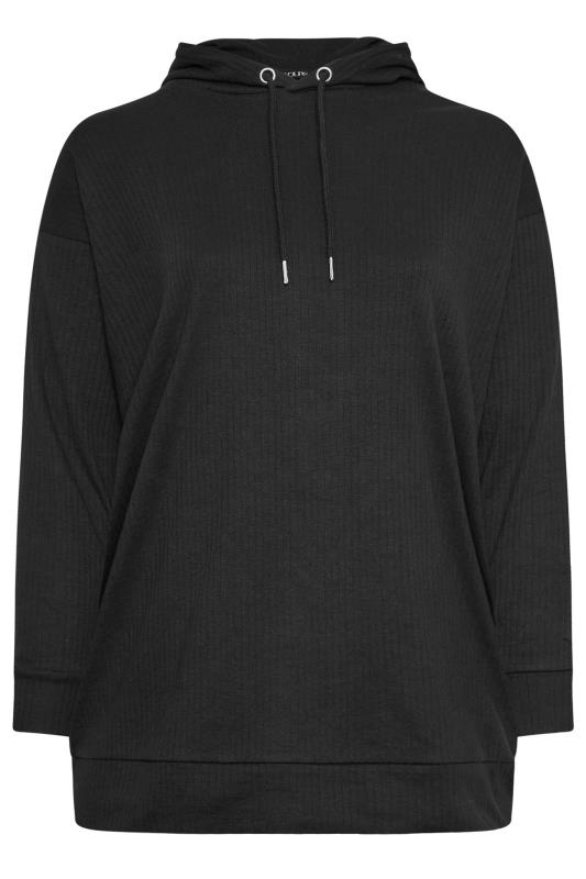 YOURS Plus Size Black Ribbed Hoodie Yours Clothing