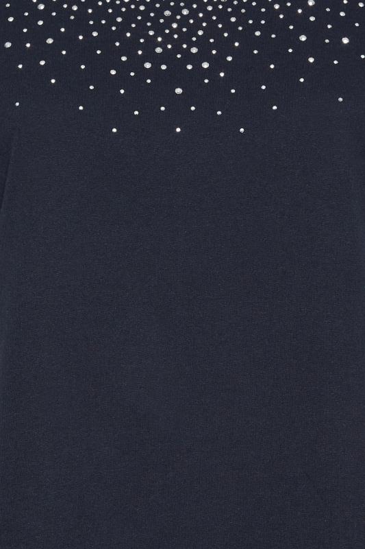 YOURS Plus Size Curve Navy Blue Sequin T-Shirt | Yours Clothing  5