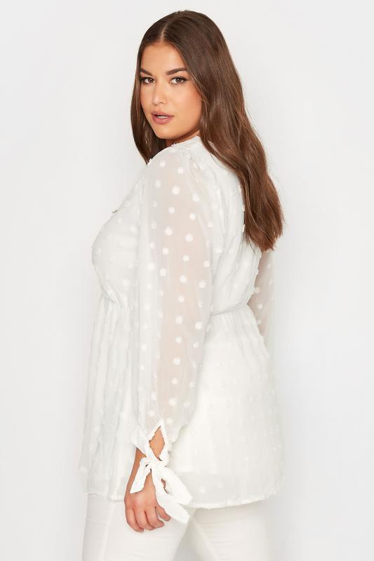 YOURS LONDON Plus Size White Spot Wrap Top | Yours Clothing 3