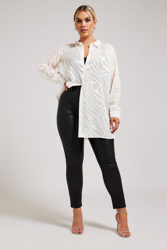 YOURS LONDON Plus Size White Zebra Print Mesh Shirt | Yours Clothing 2