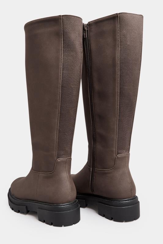 Brown Chunky Calf Boots In Wide E Fit & Wide EEE Fit | Yours Clothing 4