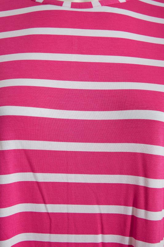 Plus Size Hot Pink & White Stripe Oversized T-Shirt | Yours Clothing 4