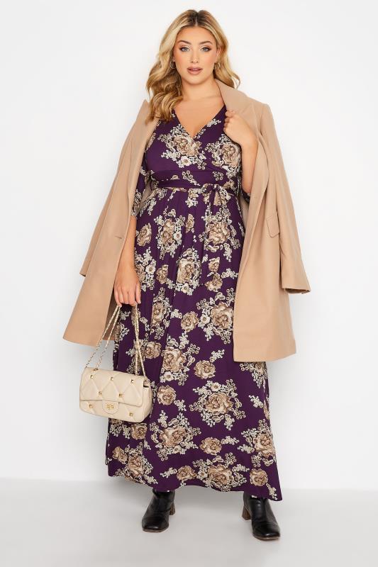 Plus Size Purple Floral V-Neck Maxi Dress | Yours Clothing 2