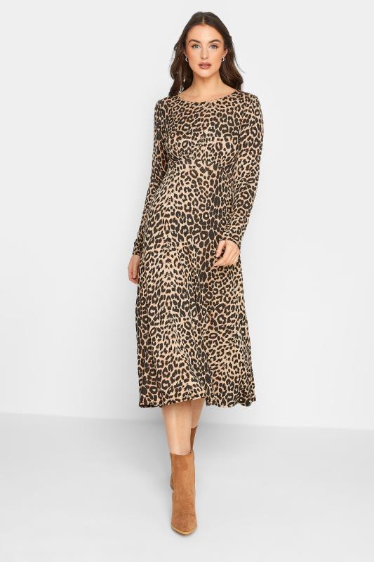 Tall  LTS Tall Brown Leopard Print Long Sleeve Tea Dress