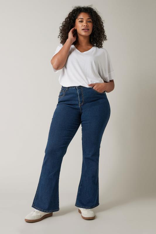 EVANS Plus Size Indigo Blue Bootcut Jeans | Evans 2
